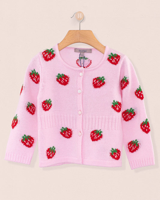 Madeleine Strawberry Wool Cardigan - Cardigan