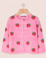 Madeleine Candy Pink Strawberry Wool Cardigan