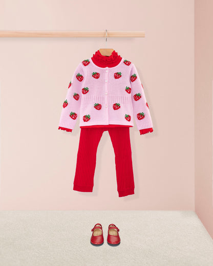Madeleine Strawberry Wool Cardigan - Cardigan