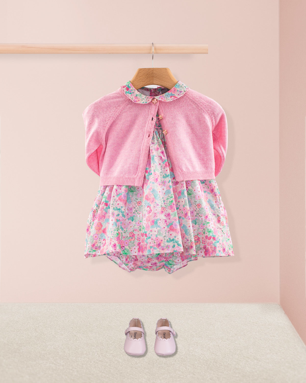 Baby Madeline Liberty Hollyhocks Pink Set - Baby Dress