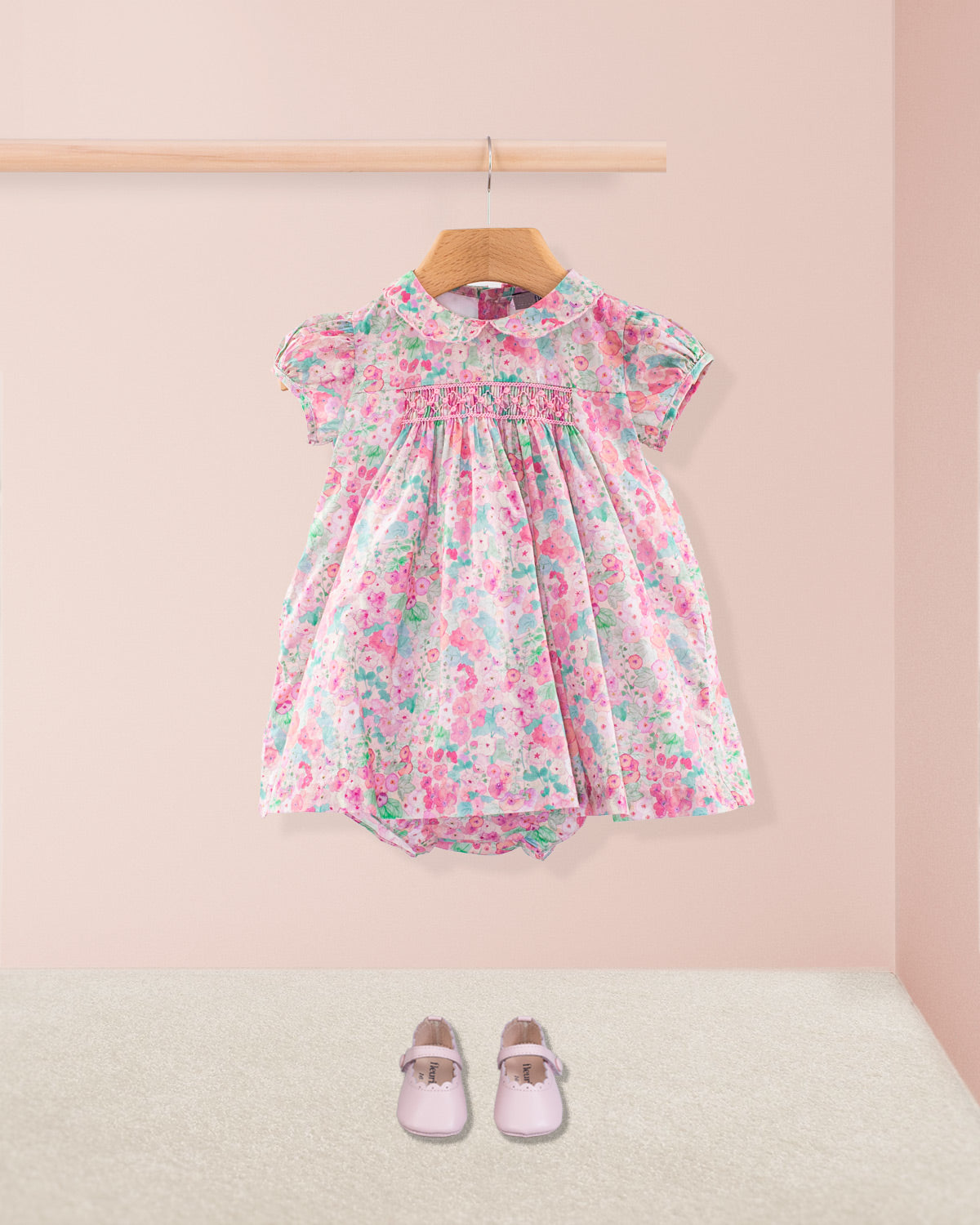 Baby Madeline Liberty Hollyhocks Pink Set - Baby Dress