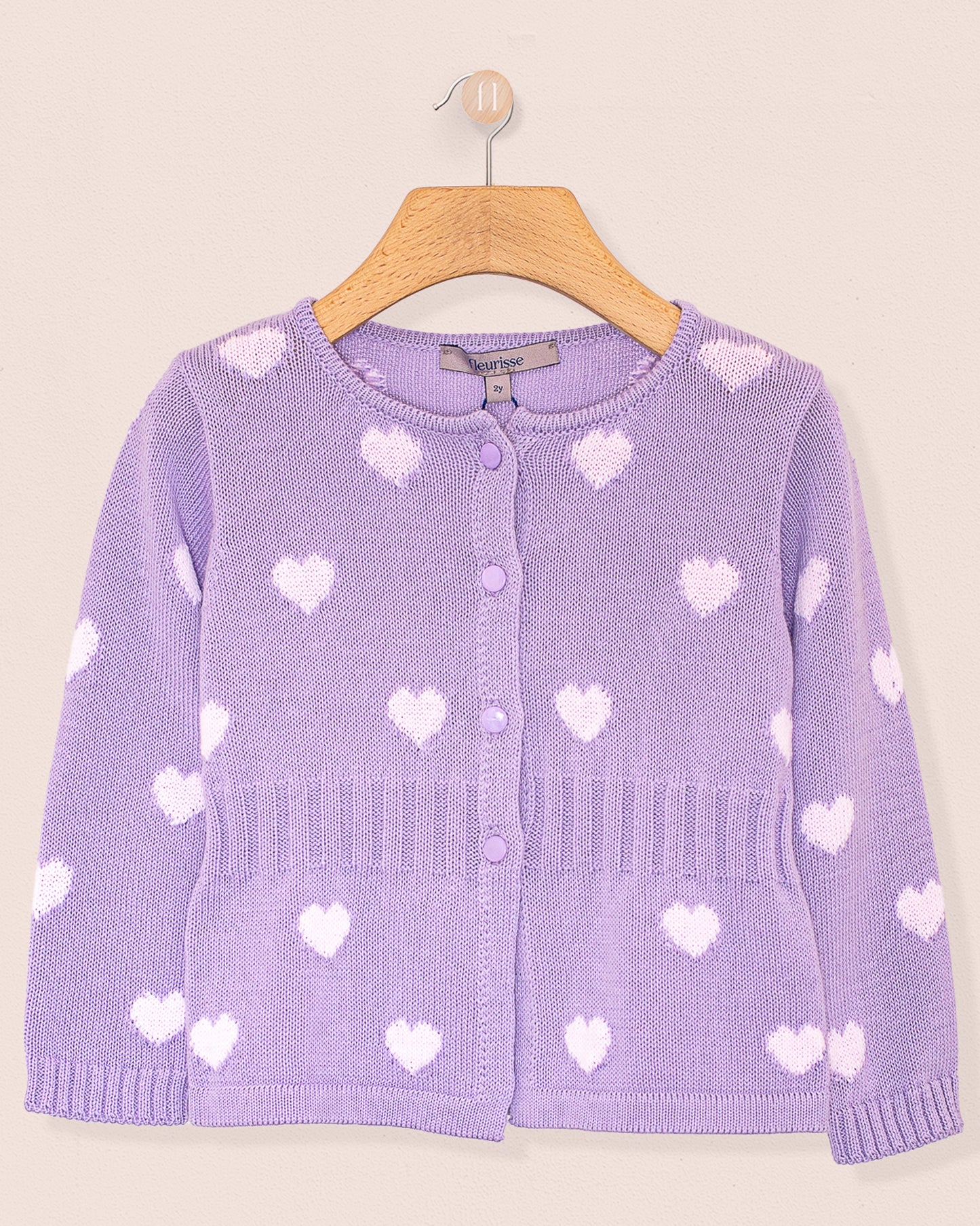 Madison Lavender Hearts Cotton Cardigan - Cardigan