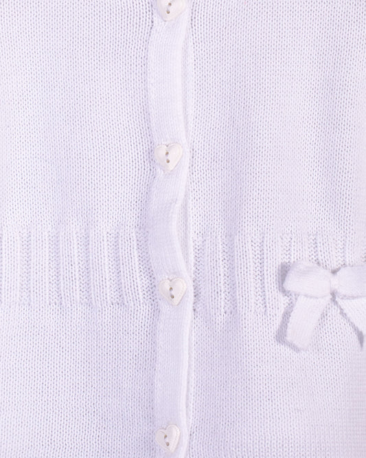 Madison White Cotton Cardigan - Cardigan