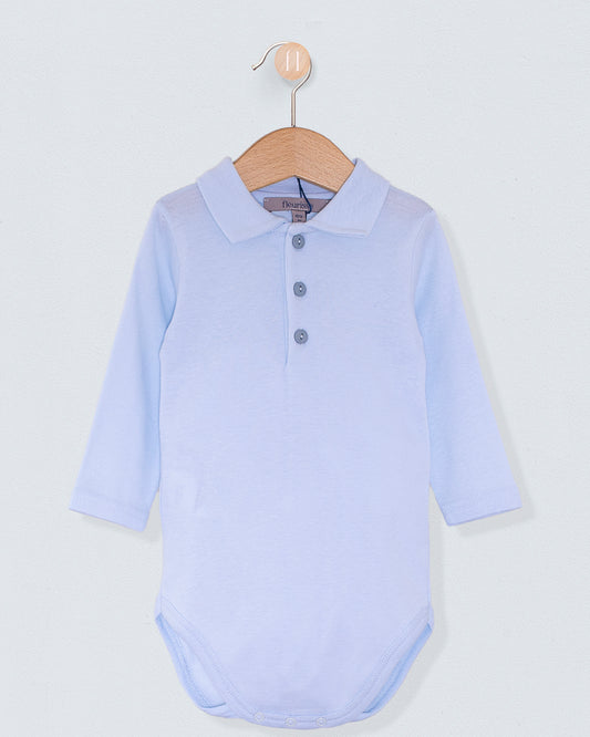 Marcelo Italian Brushed Powder Blue Polo Onesie - Onesie
