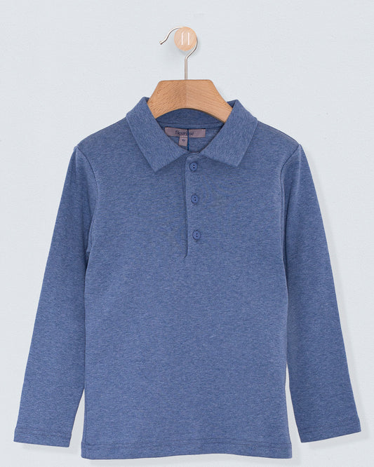 Marco Italian Brushed Blue Melange Polo - Shirt