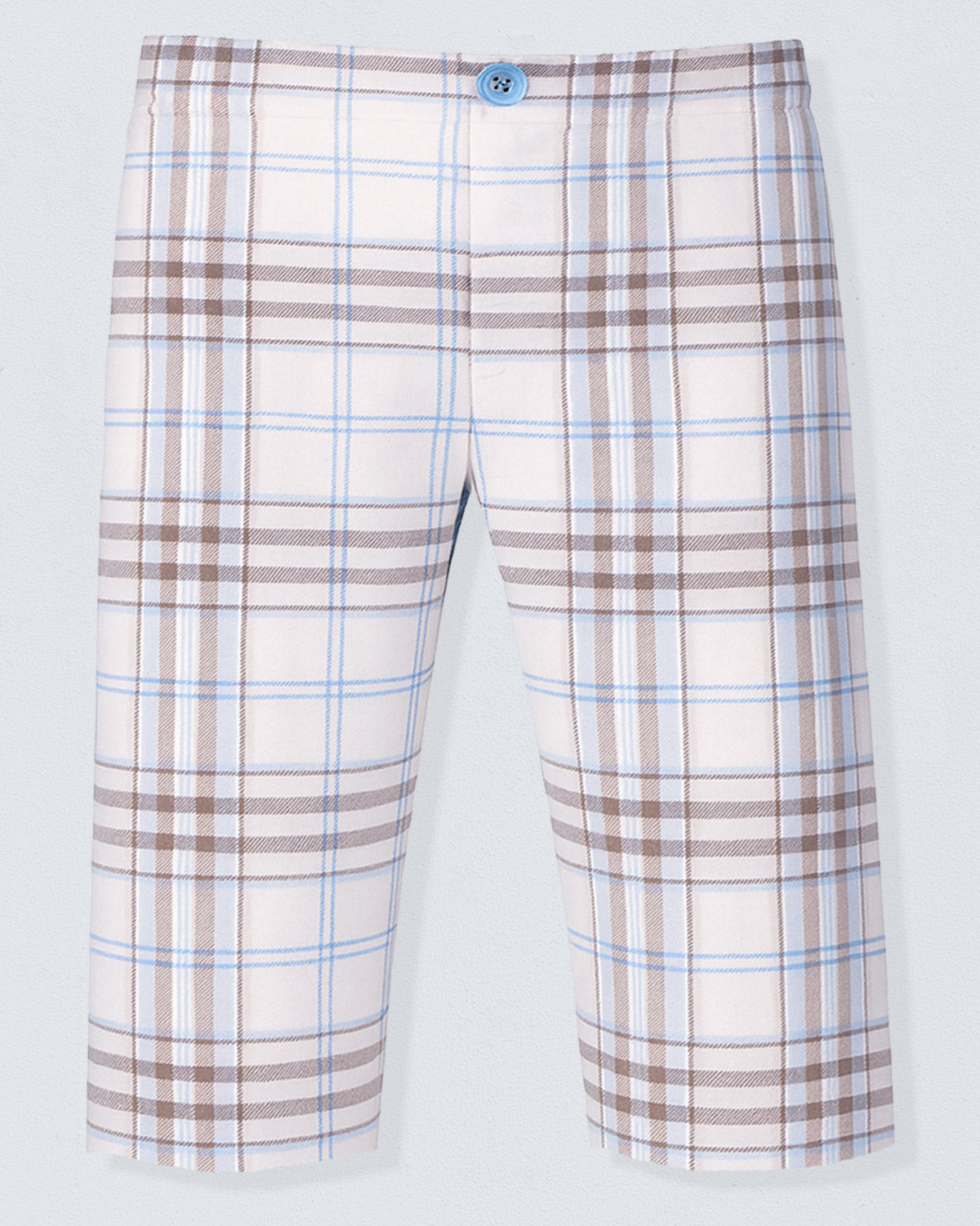 Mattia Italian Light Blue Plaid Flannel Pant