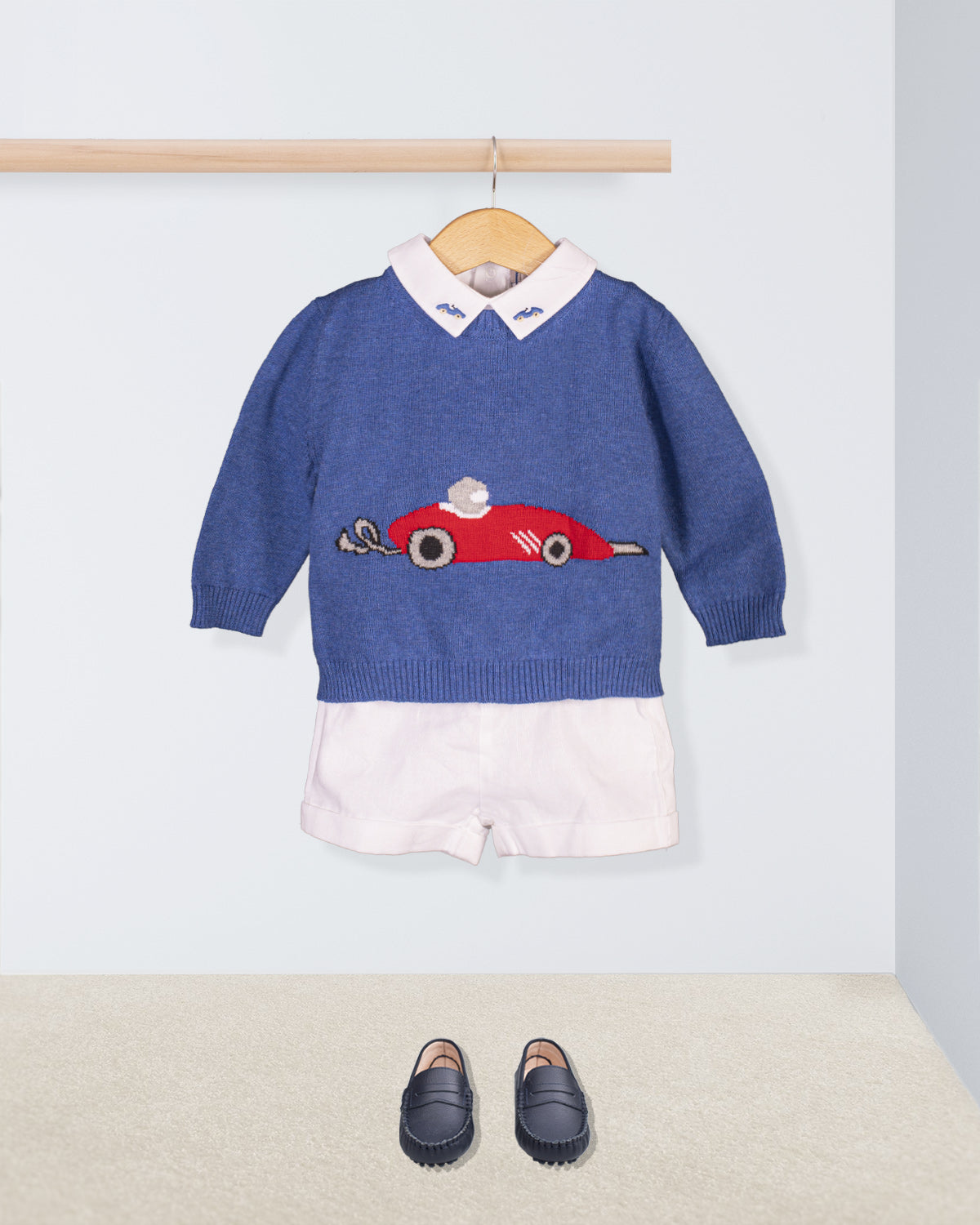Car Mediterranean Blue Cotton Sweater - Sweater