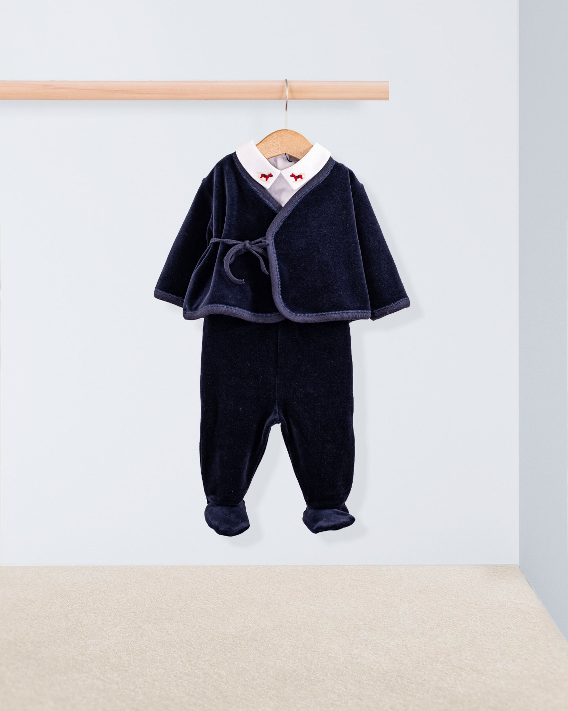 Velour Navy 2-Piece Set - Layette