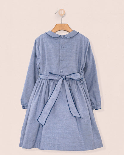 Nikola Blue Flannel Embroidered Dress - Dress