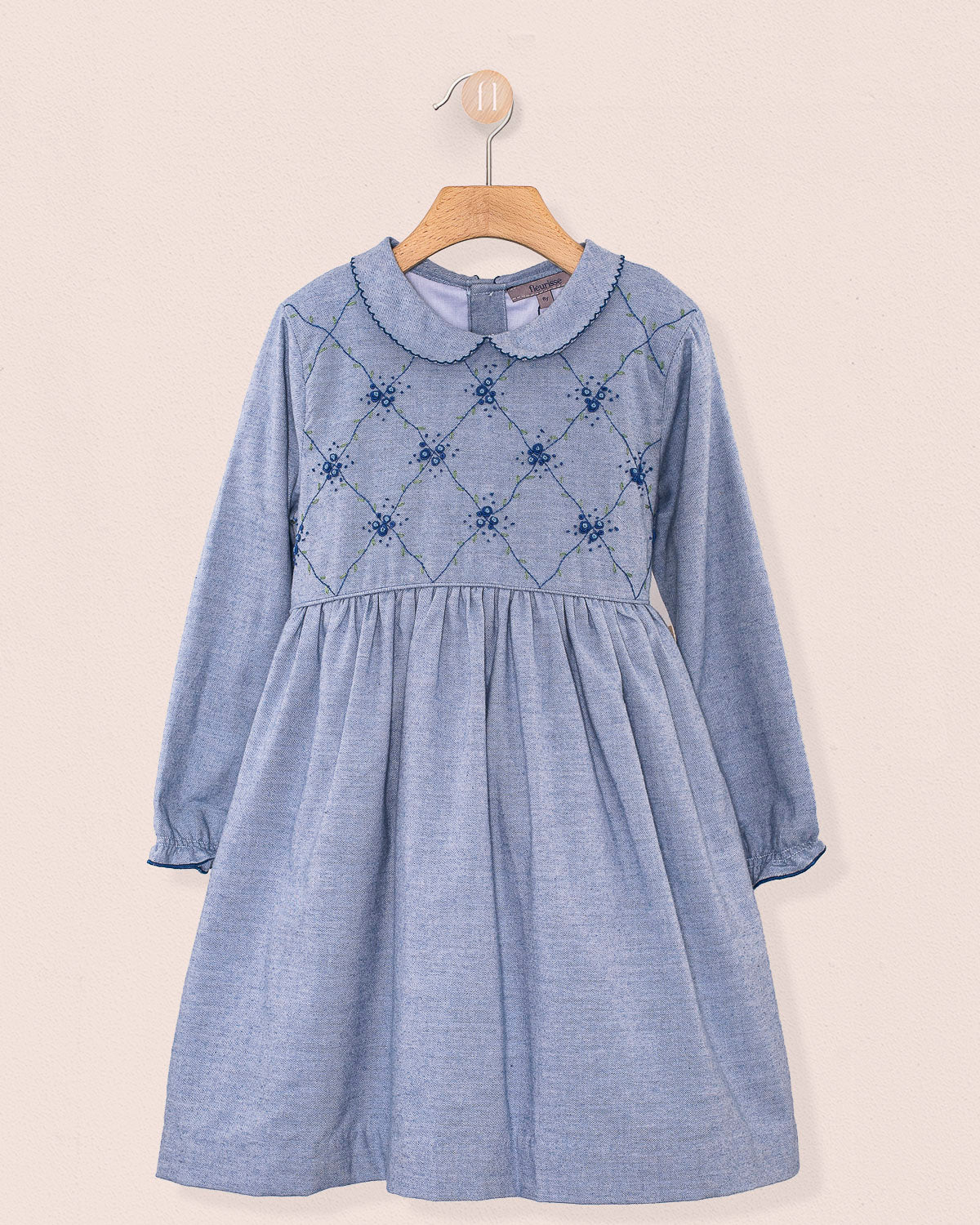 Nikola Blue Flannel Embroidered Dress - Dress