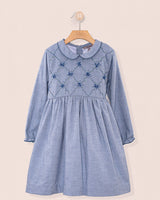 Nikola Blue Flannel Embroidered Dress