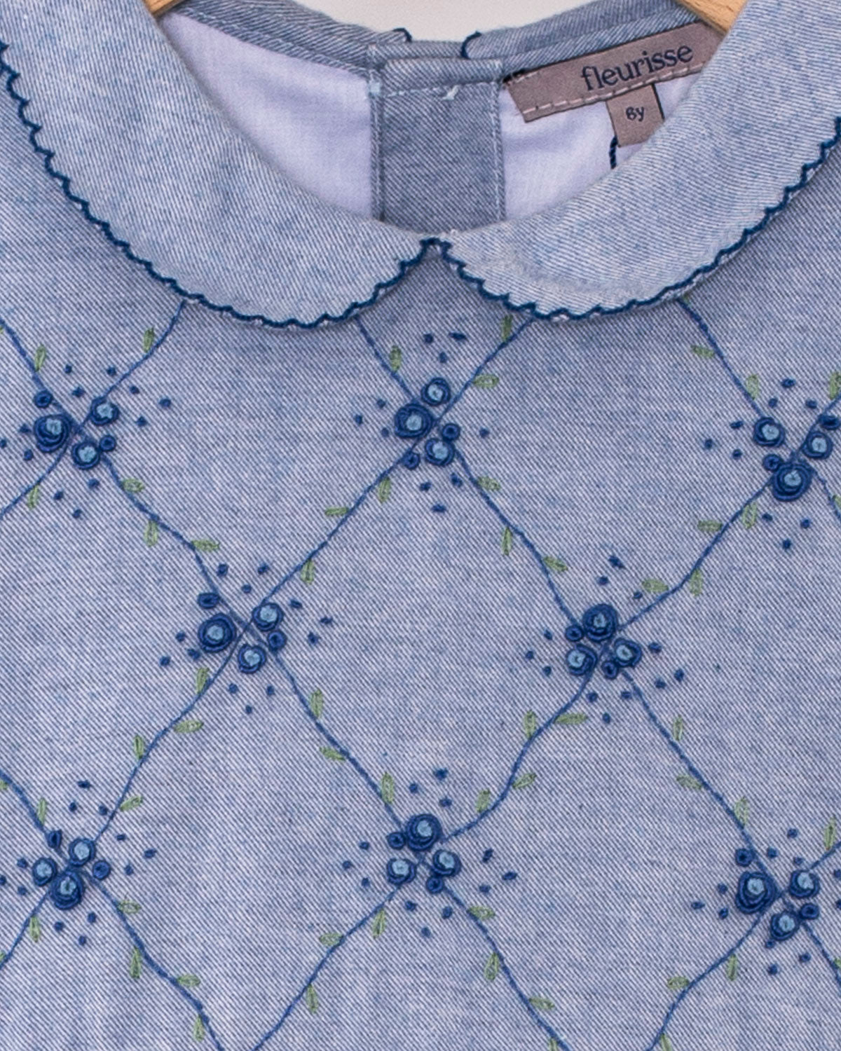 Nikola Blue Flannel Embroidered Dress - Dress