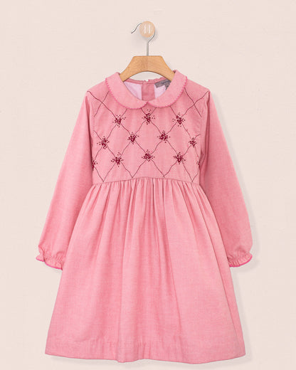 Nikola Mauve Flannel Embroidered Dress - Dress
