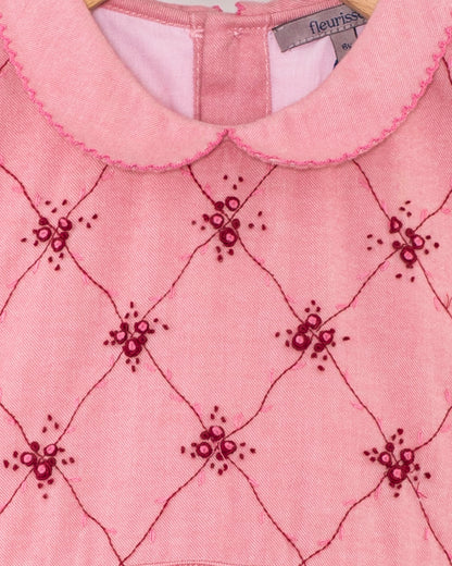 Nikola Mauve Flannel Embroidered Dress - Dress