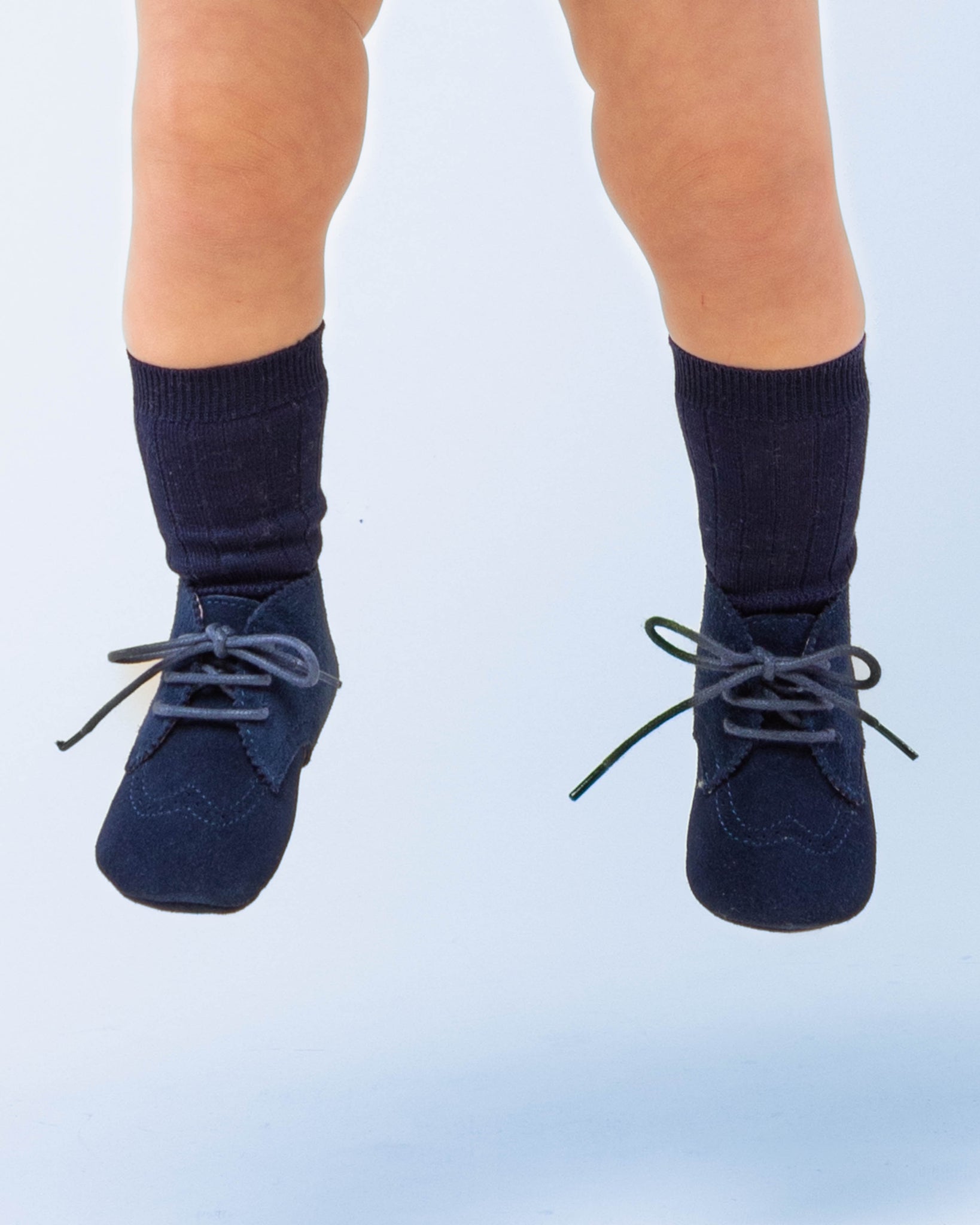 Oliver Leather Lace Up Brogue Oxford Crib Shoe Navy