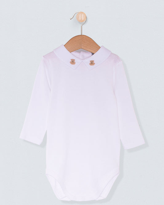 Italian Embroidered Beige Bear Onesie - Onesie