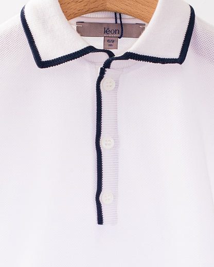 Polo Onesie Italian Navy Trim Piquet - Onesie