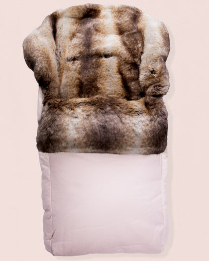 Mont-Blanc Pink Wool with Brown Fur Stroller Bunting - Bunting
