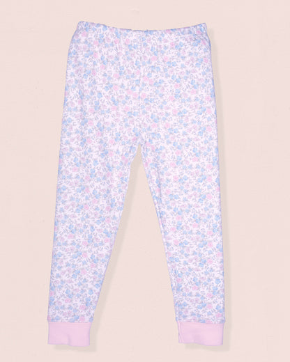 Floral-patterned leggings on a beige background