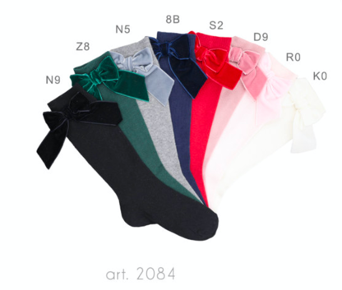 Story Loris Knee High Velvet Bow Cream