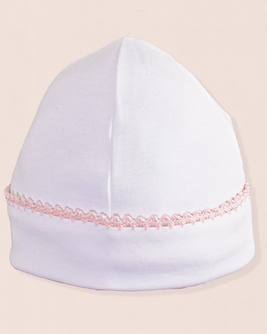Pima White Hat with Pink Trim - Hat