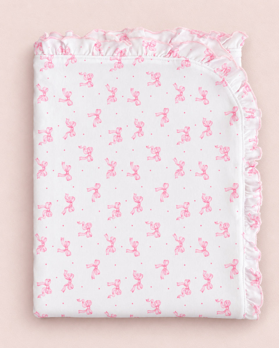 Pima Pretty Tiny Bows Ruffle Receiving Blanket