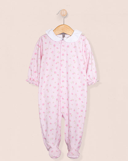 Pima Pink Rosebuds Collar Stretchie - Stretchie