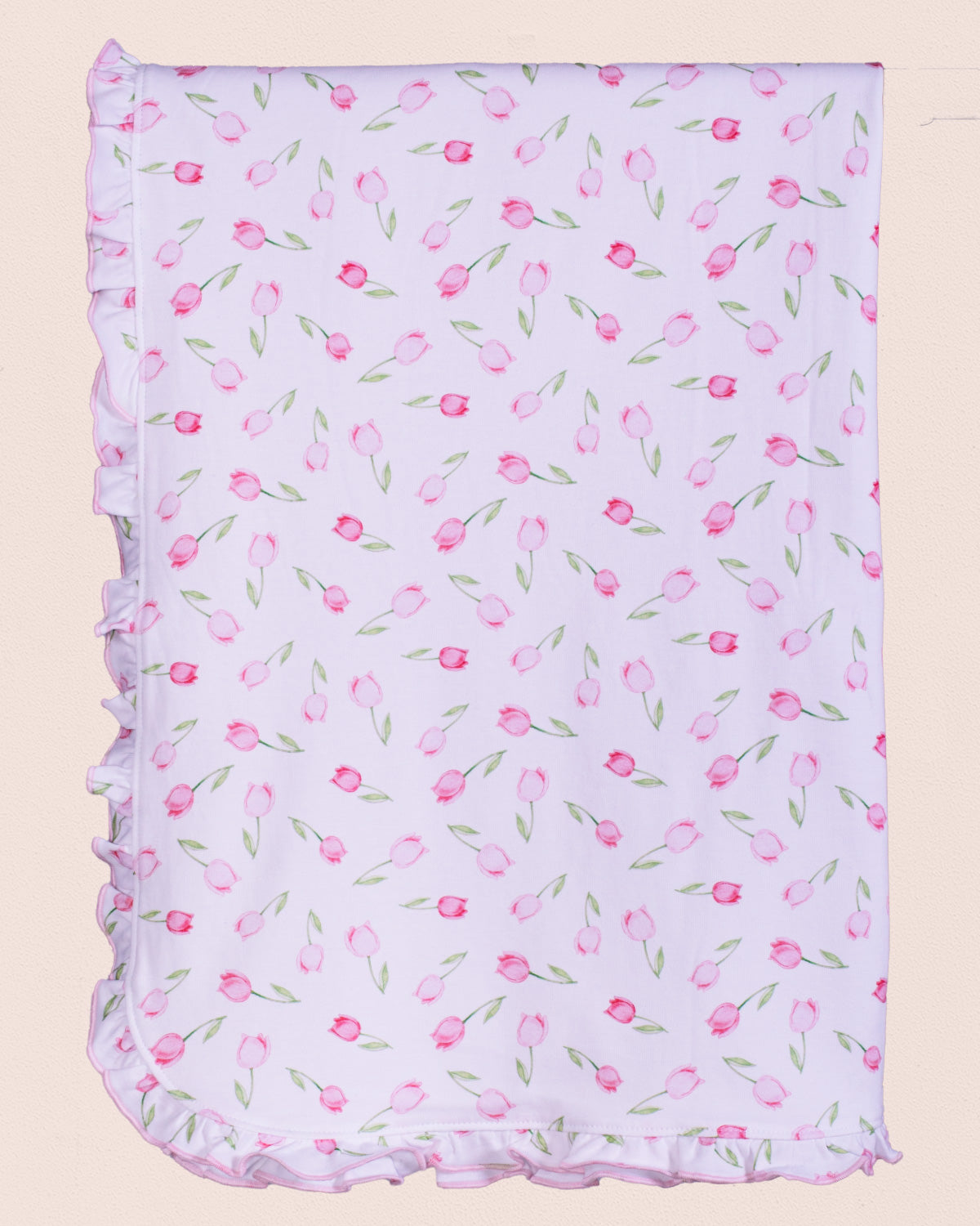 Pima Tulips Ruffle Receiving Blanket