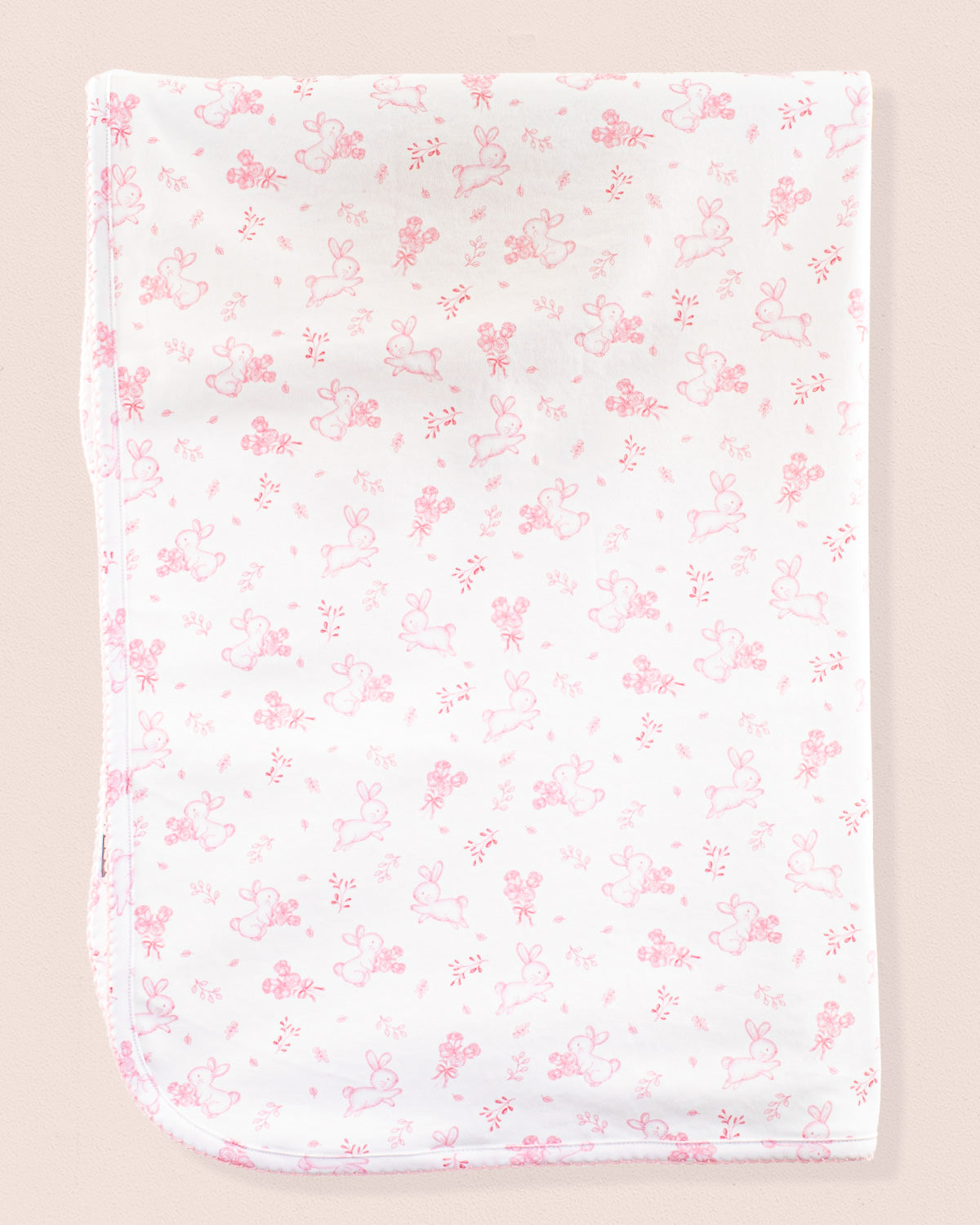 Pima Pink Bunnies Receiving Blanket