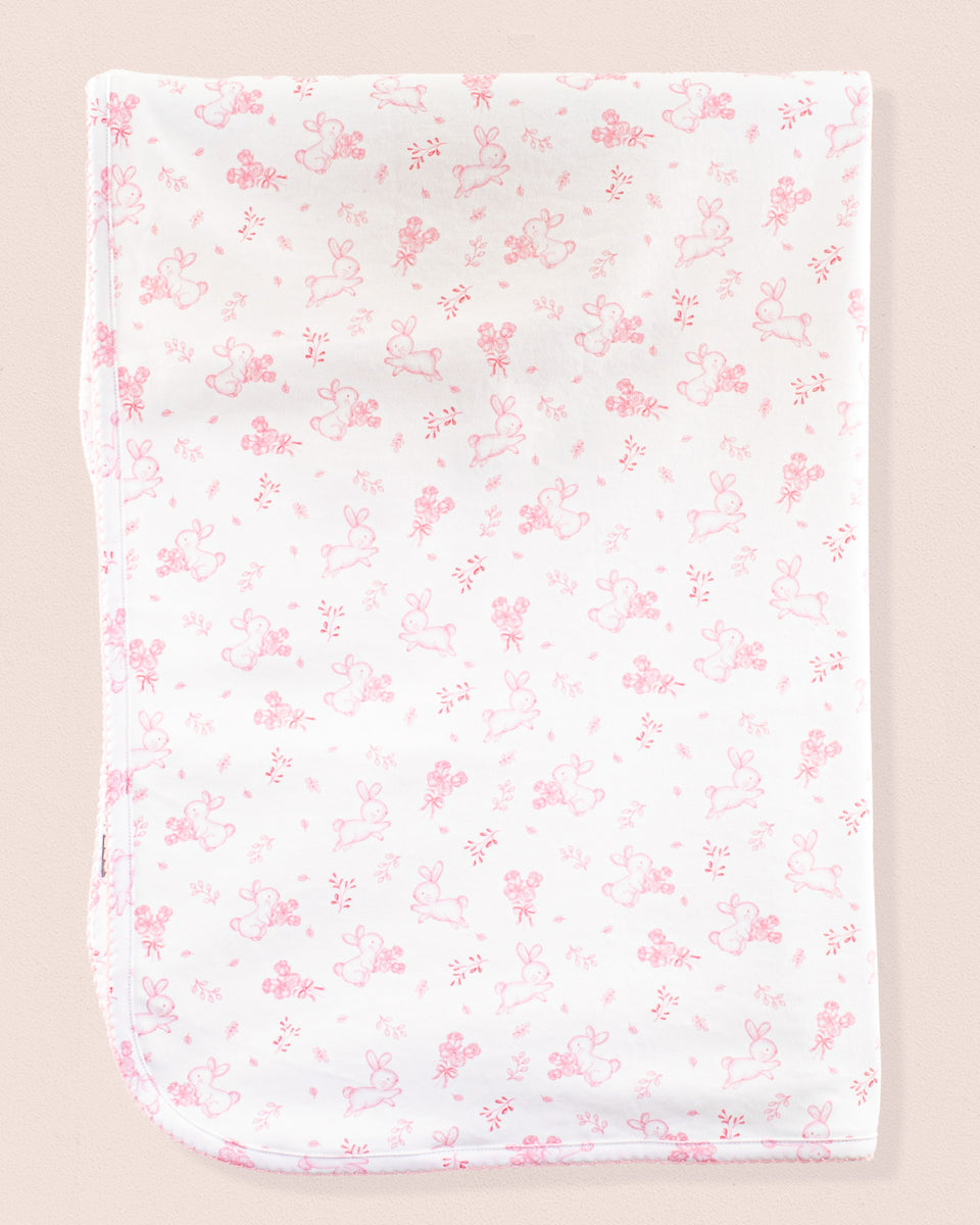 Pima Pink Bunnies Receiving Blanket