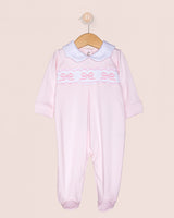 Pima Smocked Pink Bows Stretchie