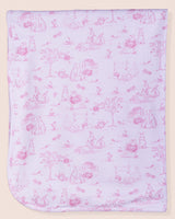 Pima Pink Toile Bunnies Receiving Blanket