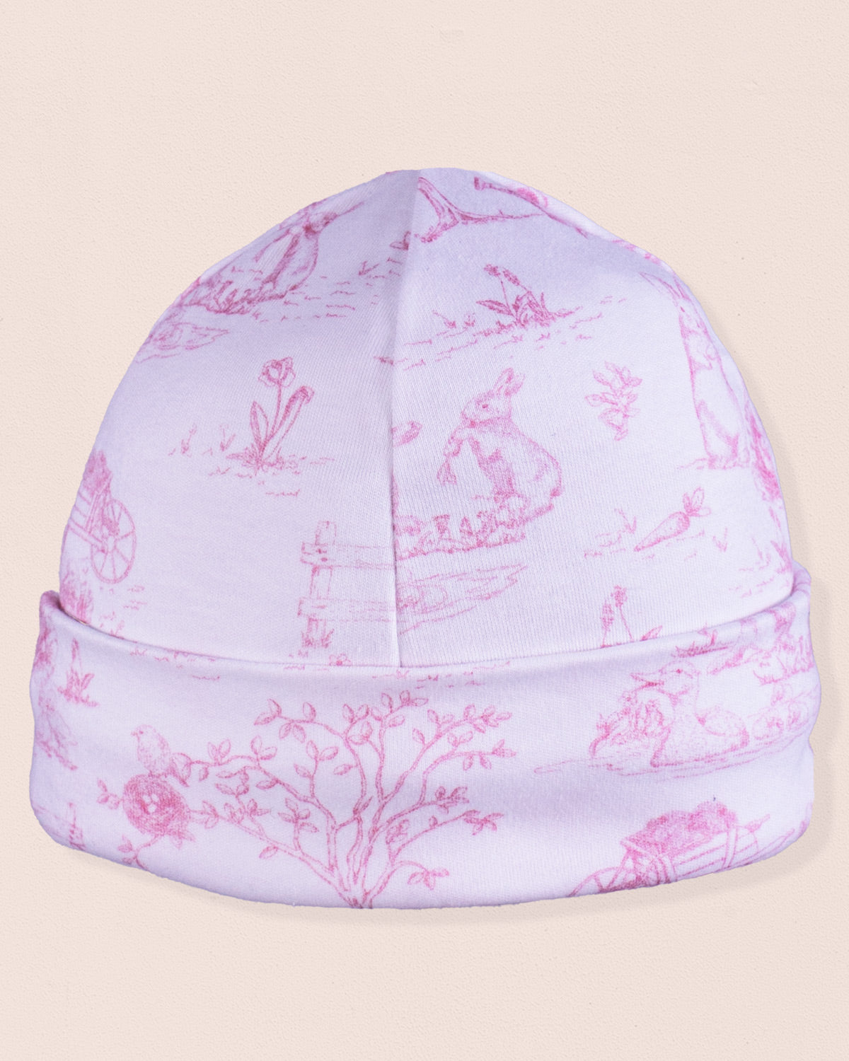 Pima Pink Toile Bunnies Hat