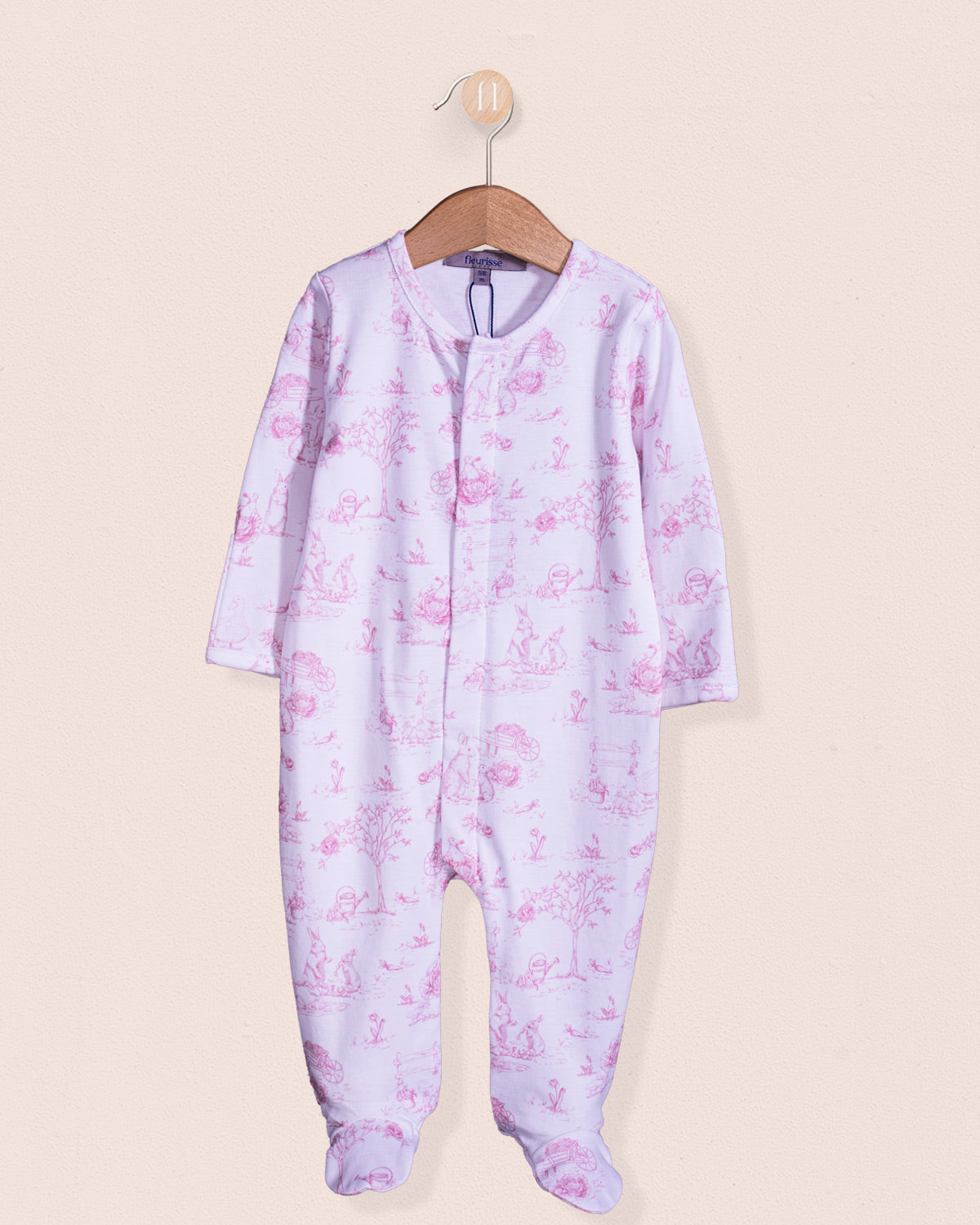 Pima Pink Toile Bunnies Stretchie - Stretchie