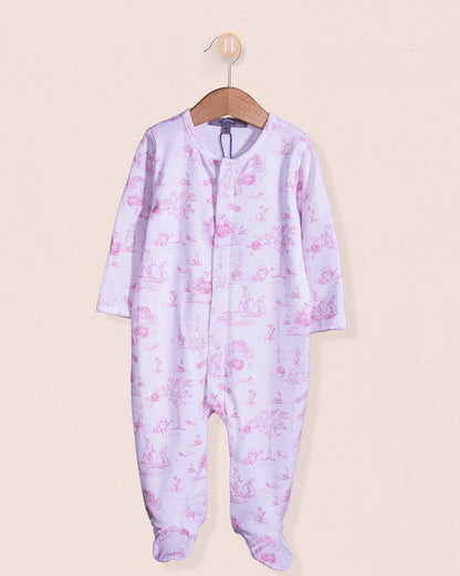 Pima Pink Toile Bunnies Stretchie - Stretchie