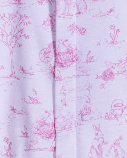 Pima Pink Toile Bunnies Stretchie - Stretchie