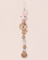Pacifier Clip Crochet Bunny Pink