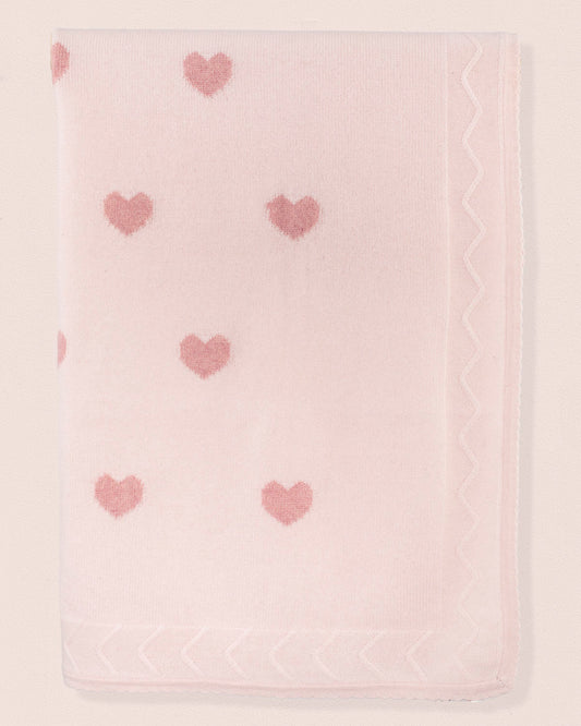 Hearts Pink Cashmere Blanket - Blanket