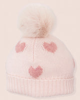 Hearts Pink Cashmere Fur Pom-Pom Hat