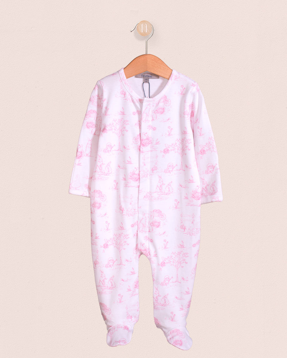 Pima Pink Toile Bunnies Stretchie