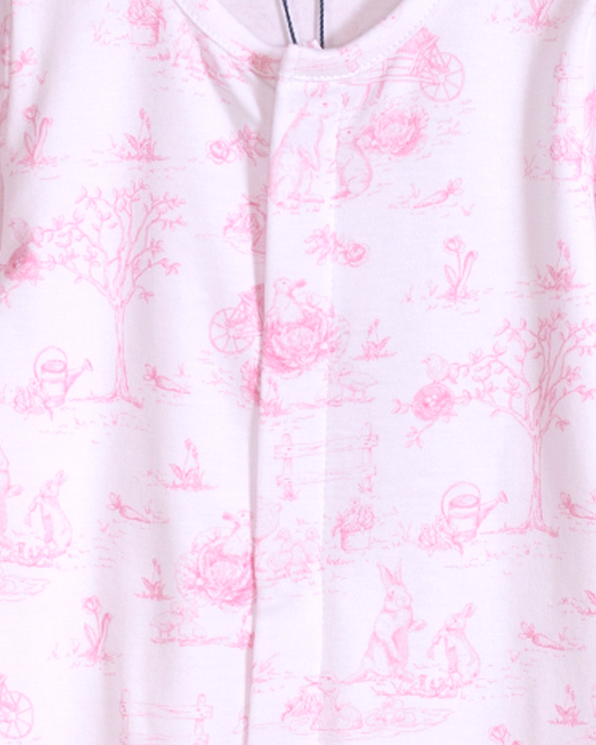 White fabric with pink floral pattern
