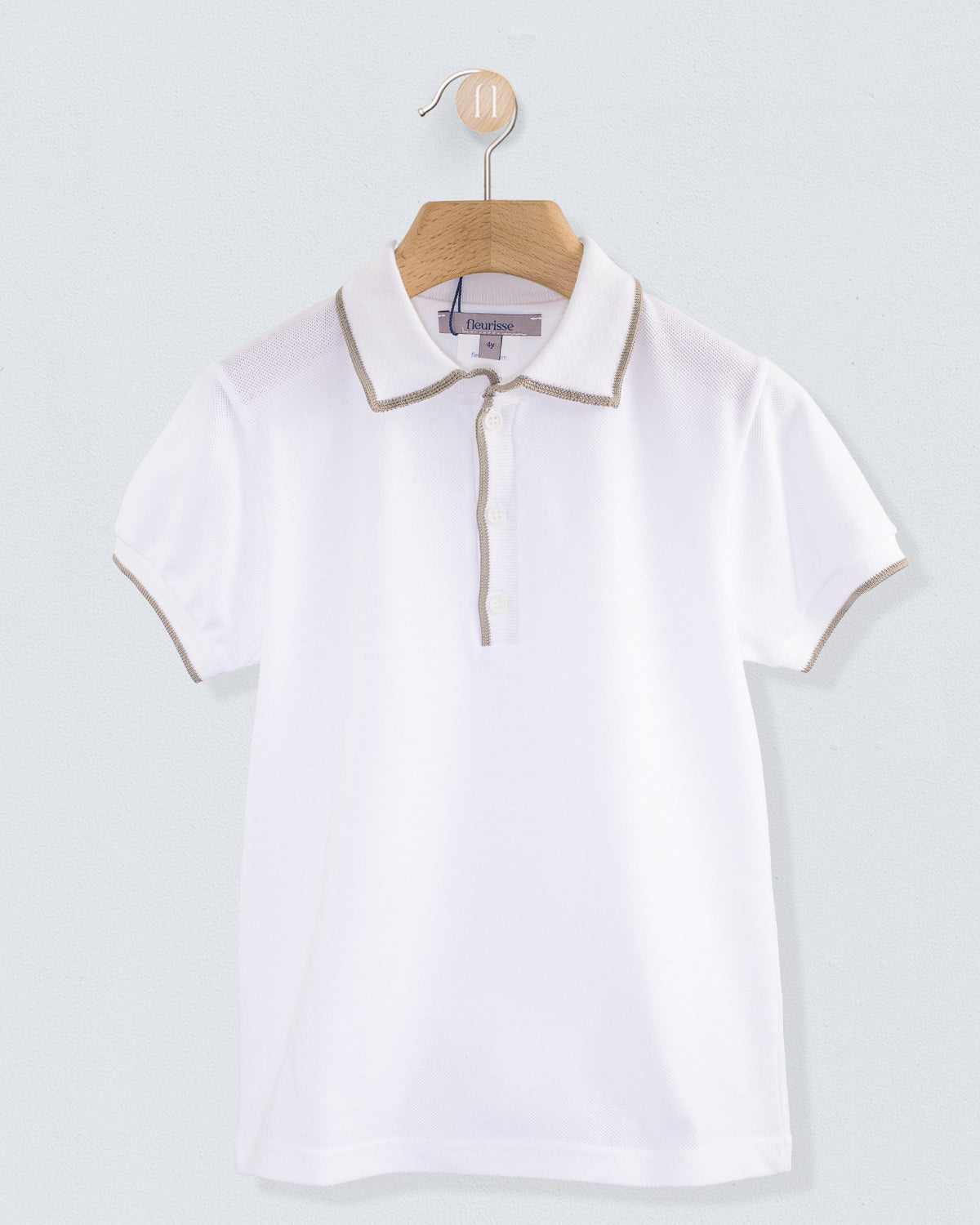 Polo Short Sleeve Italian Beige Trim Piquet - Shirt