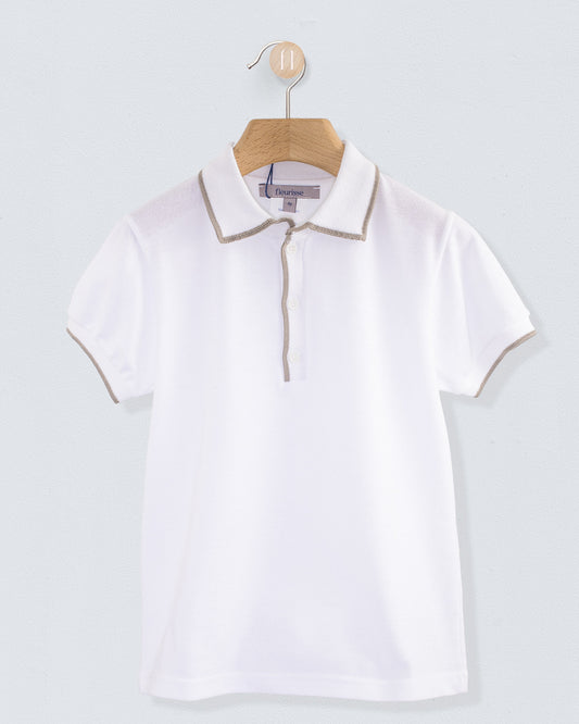 Polo Short Sleeve Italian Beige Trim Piquet - Shirt