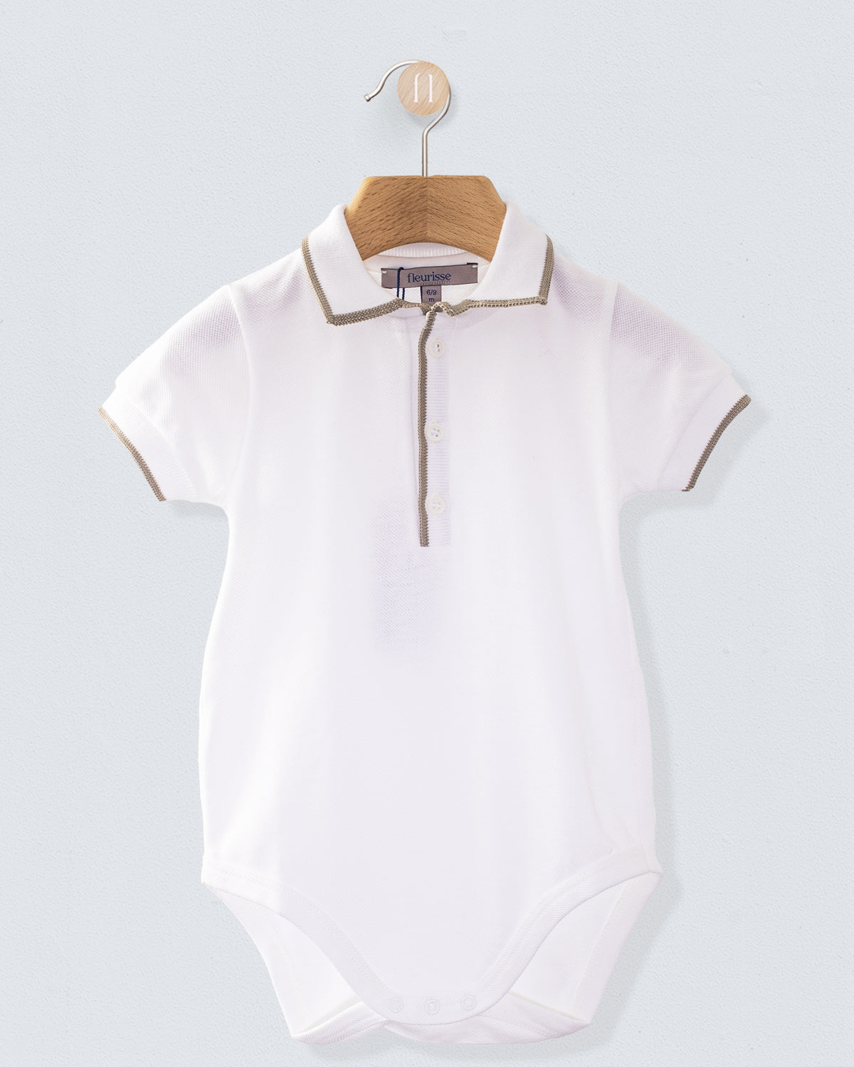 Polo Onesie Italian Beige Trim Piquet - Onesie