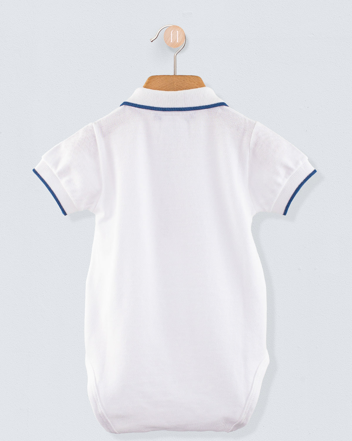 Polo Onesie Italian Summer Navy Trim Piquet - Onesie