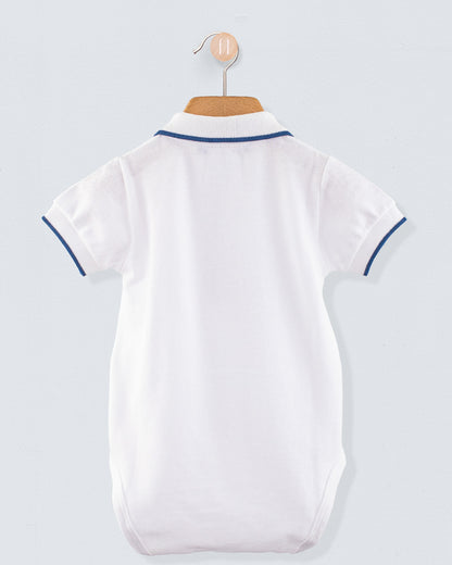 Polo Onesie Italian Summer Navy Trim Piquet - Onesie