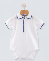 Polo Onesie Italian Summer Navy Trim Piquet