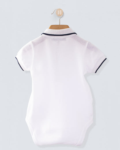 Polo Onesie Italian Navy Trim Piquet - Onesie
