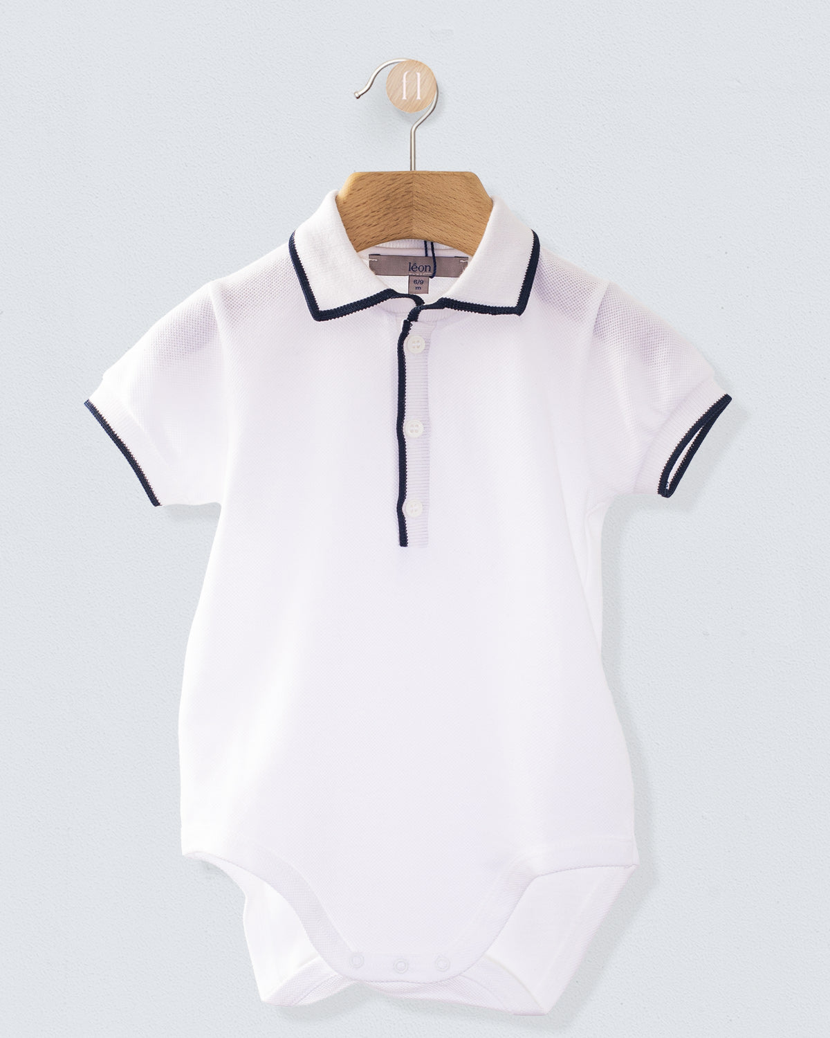Polo Onesie Italian Navy Trim Piquet - Onesie