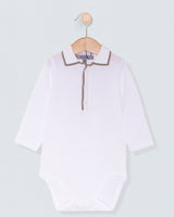 Polo Long Sleeve Onesie Italian Beige Trim Piquet